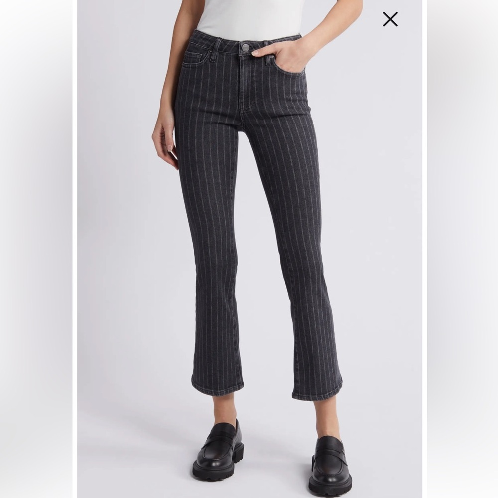 FRAME Le Crop Mini Boot Jeans Charcoal PinStripe Size 27 NWT